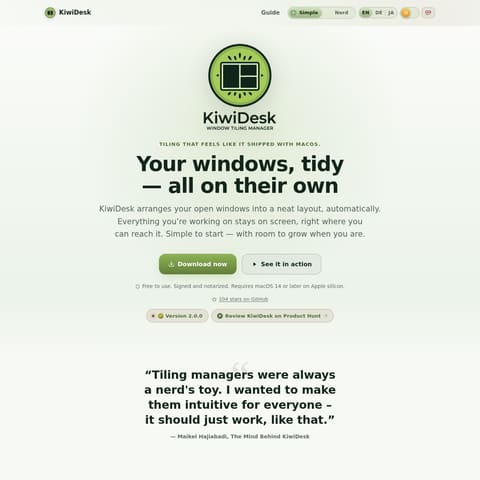 KiwiDesk product interface preview