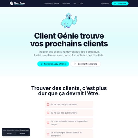 Client Génie product interface preview