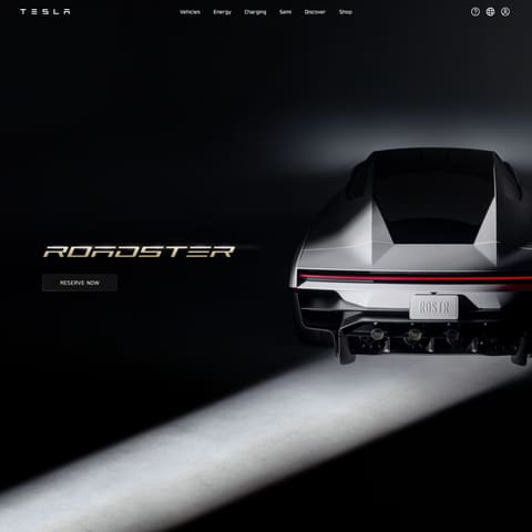 Tesla Roadster product interface preview