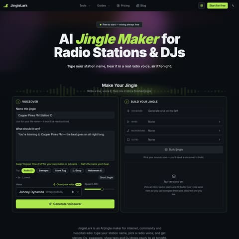 JingleLark product interface preview