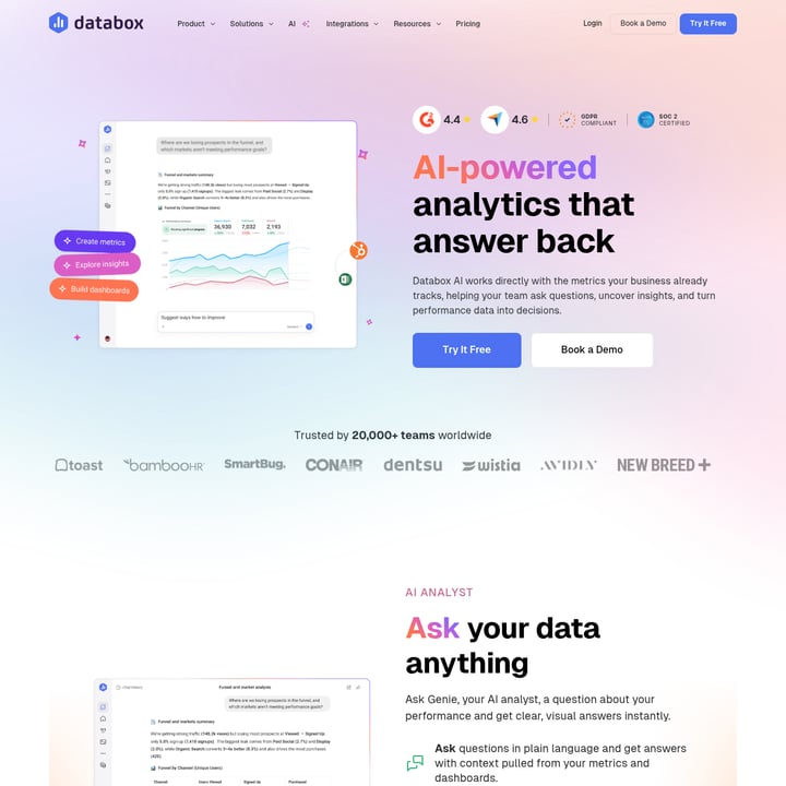 Artifacts by Databox Verkoop en Marketing AI tool screenshot