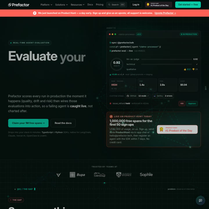 Prefactor Code en IT AI tool screenshot