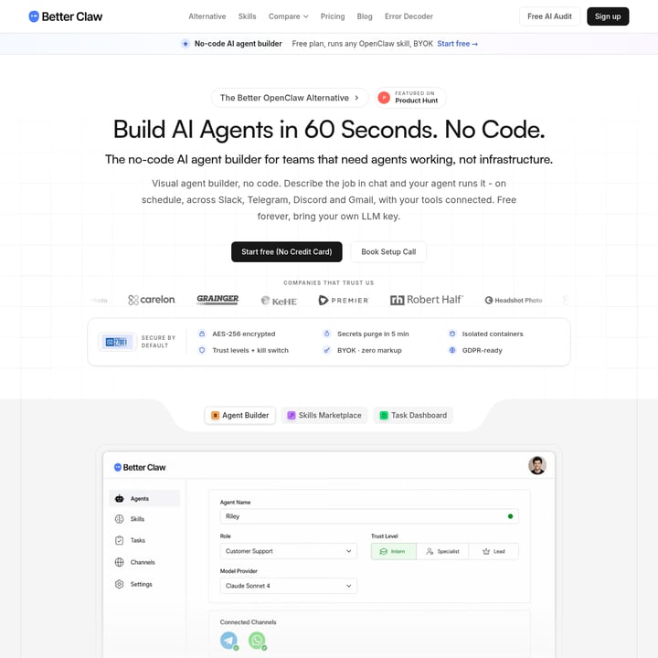 BetterClaw Organization & Automation AI tool screenshot