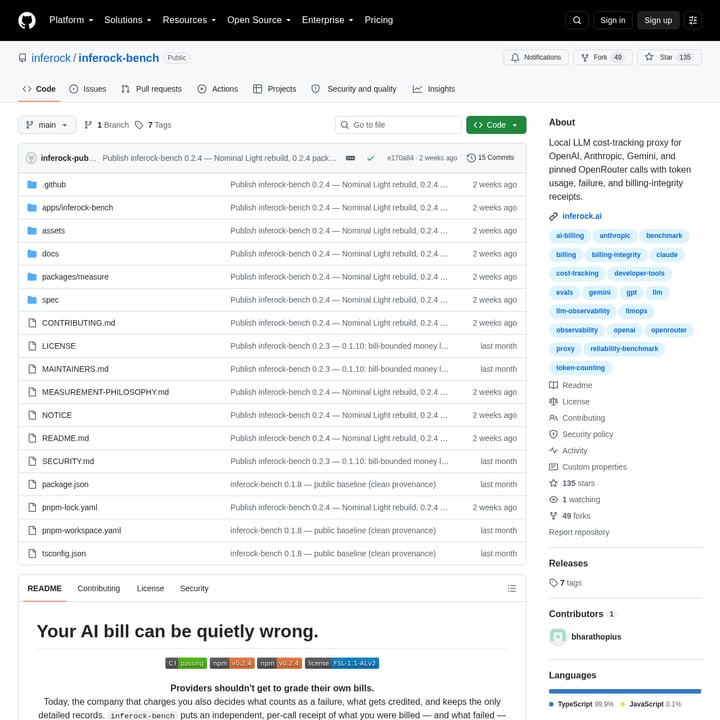 Inferock Bench Code & IT AI tool screenshot