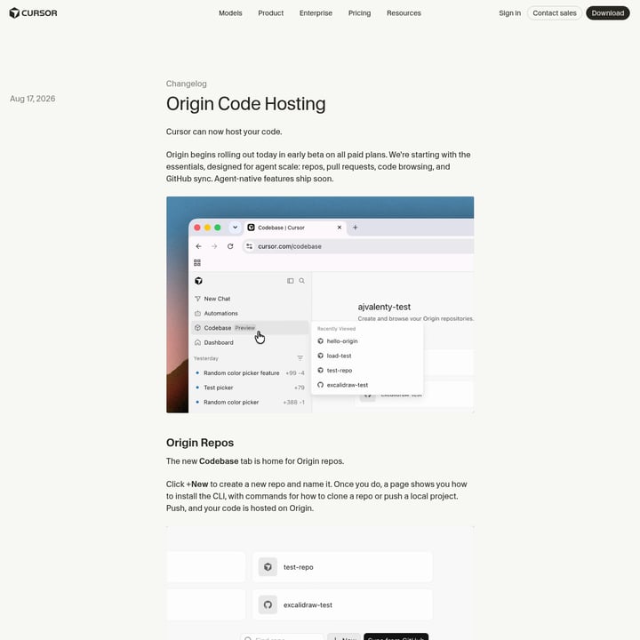 Origin by Cursor Code & IT AI tool screenshot