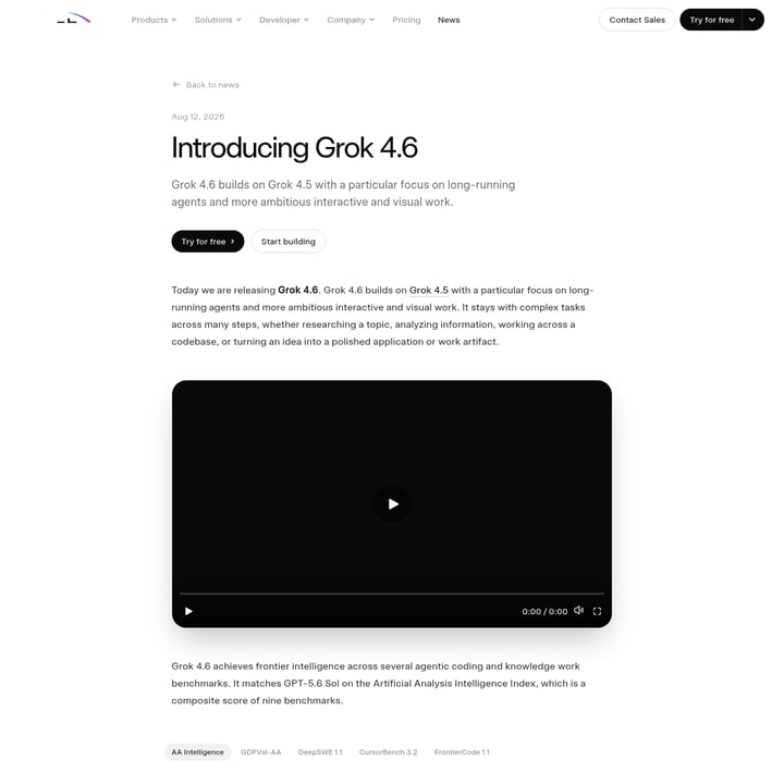 Grok 4.6 Chat Bot AI tool screenshot