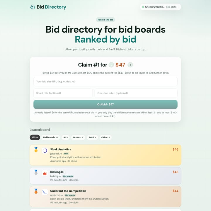 Biddirectory Bid AI tool screenshot