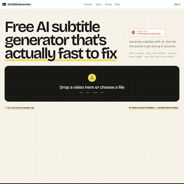 SubtitleGenerator 翻訳と書き起こし AI tool screenshot
