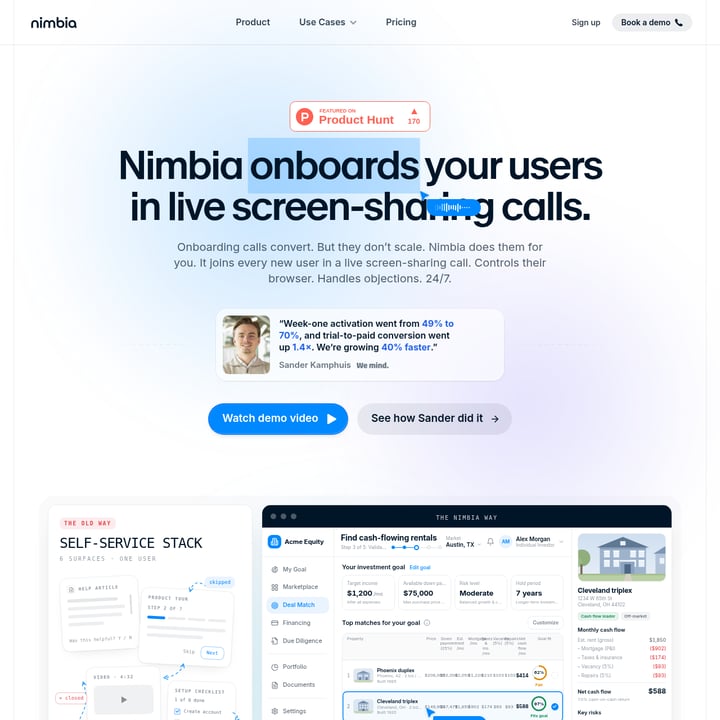 Nimbia Customer Support AI tool screenshot