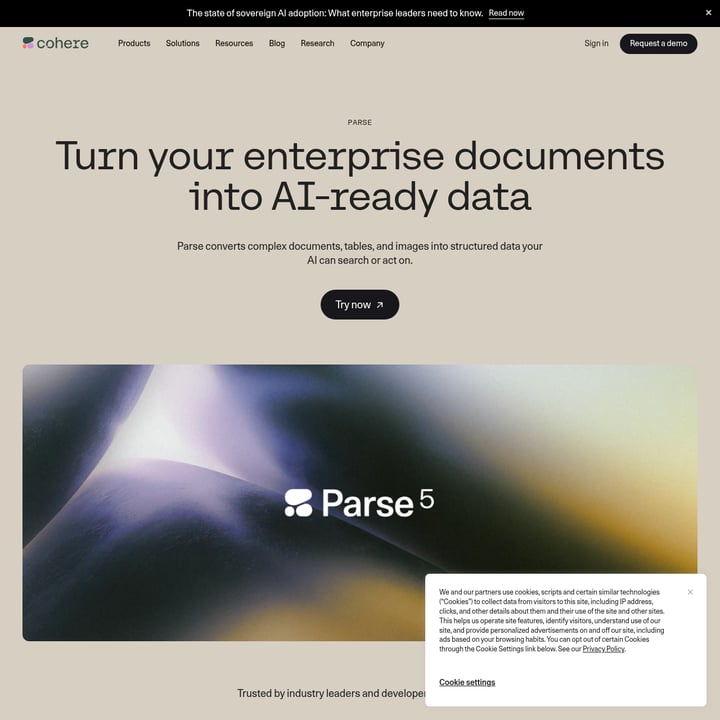 Cohere Parse 5 Organization & Automation AI tool screenshot