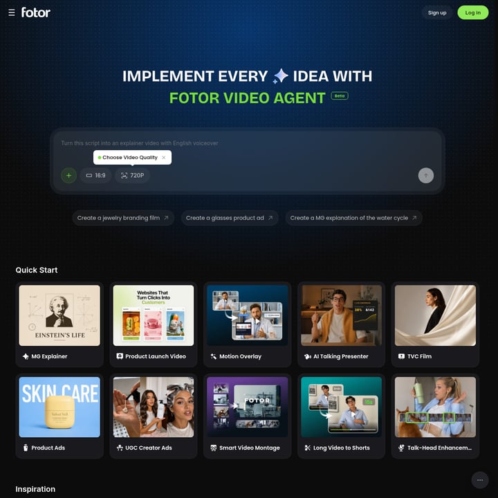 Video Agent by Fotor Video AI tool screenshot