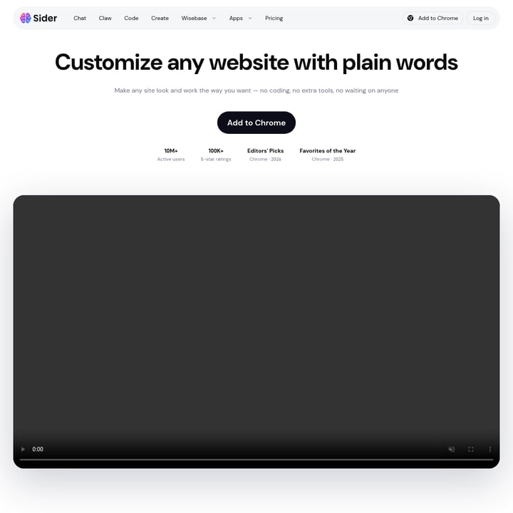 Sider Code Web Design AI tool screenshot