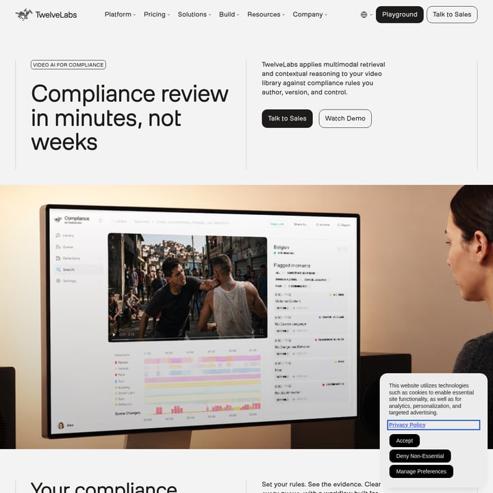 Compliance by TwelveLabs Video AI tool screenshot