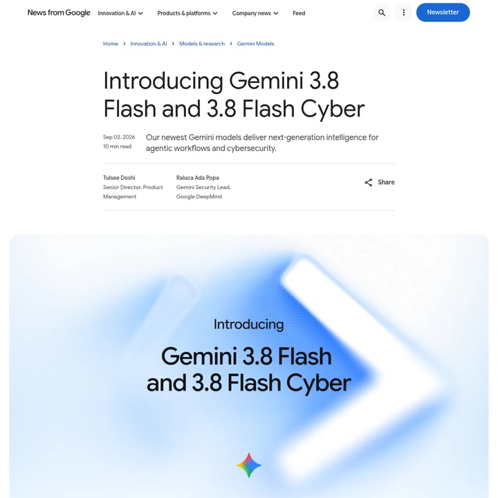 Google Gemini 3.8 Flash and Cyber Code & IT AI tool screenshot