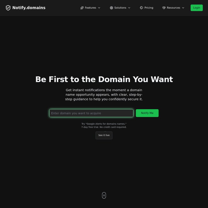 Notify.domains Organization & Automation AI tool screenshot