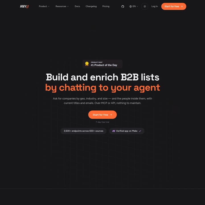 Anysite.io Sales & Marketing AI tool screenshot