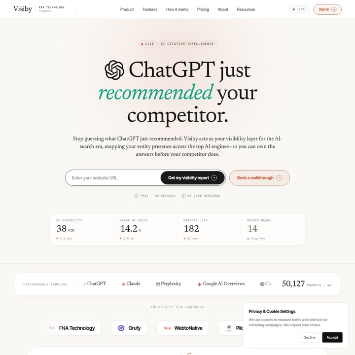 Visiby SEO AI tool screenshot