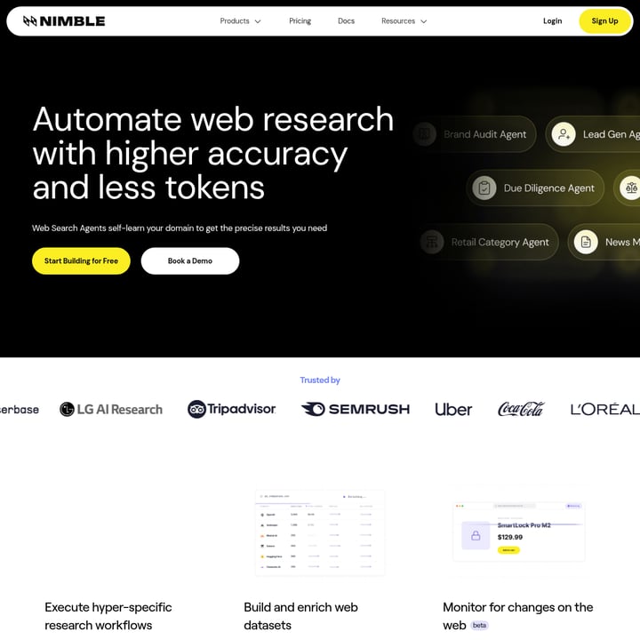 Web Search Agents by Nimble Помощник в Исследованиях AI tool screenshot
