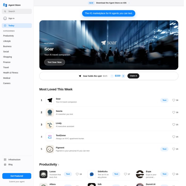 Text Agent Store Chat Bot AI tool screenshot