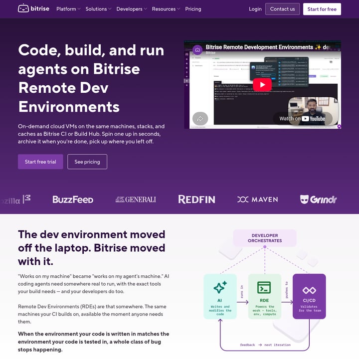 Bitrise Remote Dev Environments Code & IT AI tool screenshot