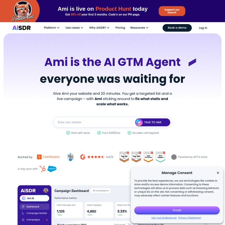 Ami AI Sales & Marketing AI tool screenshot