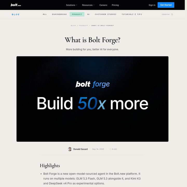 Bolt Forge Code & IT AI tool screenshot