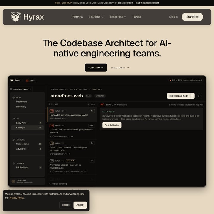 Hyrax AI Code & IT AI tool screenshot