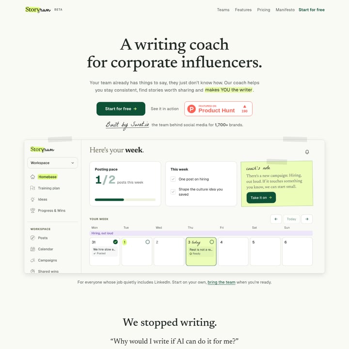 thestory.run Writing Assistant AI tool screenshot