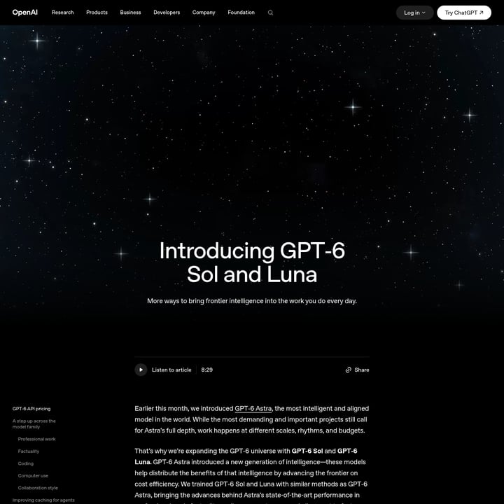 GPT-6 Sol & Luna Code & IT AI tool screenshot