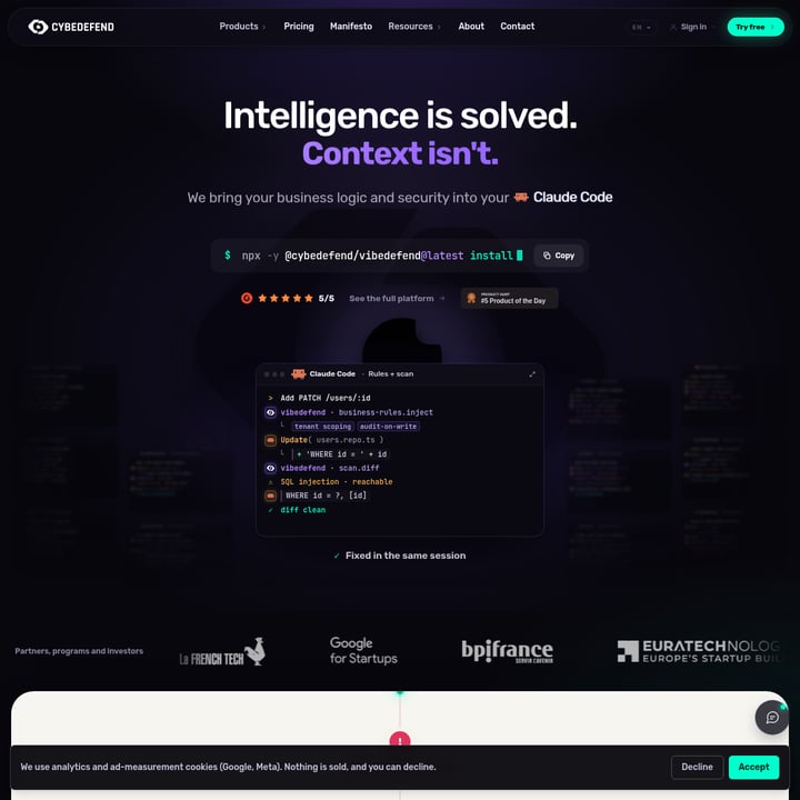 VibeDefend by CybeDefend Code & IT AI tool screenshot