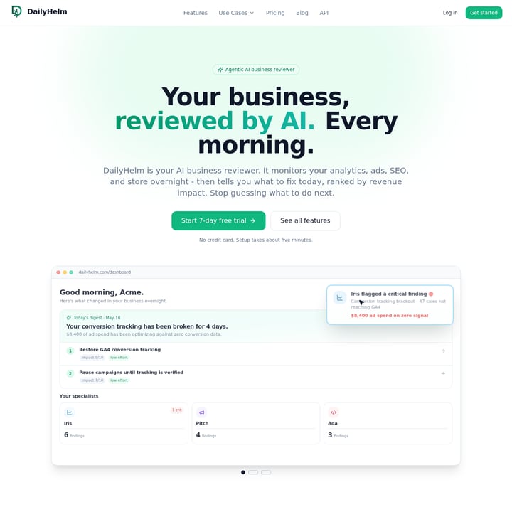 DailyHelm Productivity AI tool screenshot