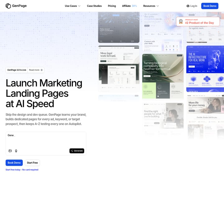 GenPage 3.0 Vertrieb und Marketing AI tool screenshot