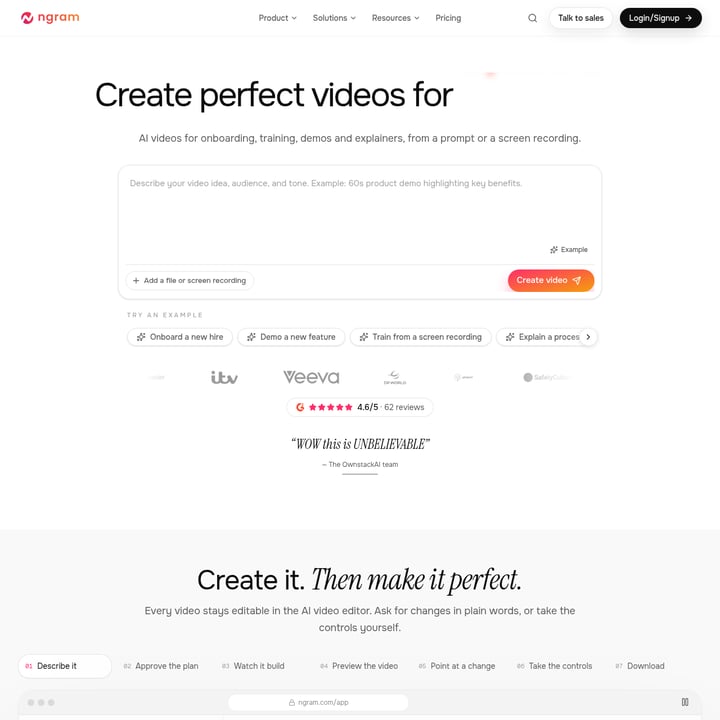 ngram 2.0 Video AI tool screenshot