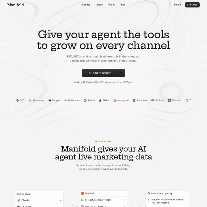 Manifold MCP Sales & Marketing AI tool screenshot