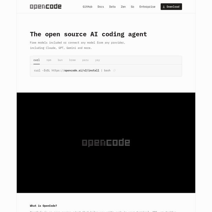 OpenCode 2.0 Code & IT AI tool screenshot