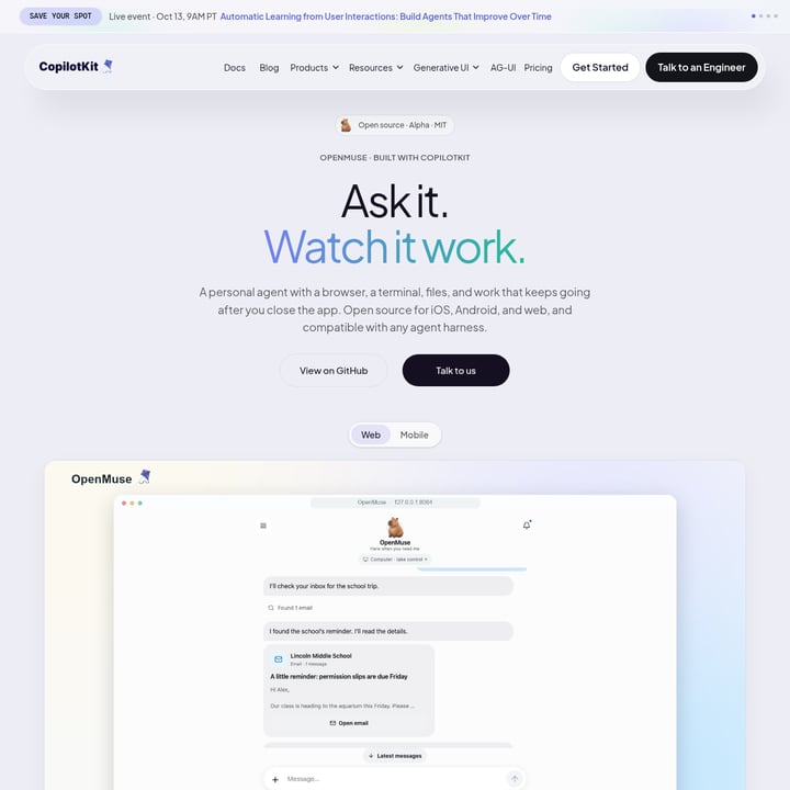 OpenMuse Chat Bot AI tool screenshot