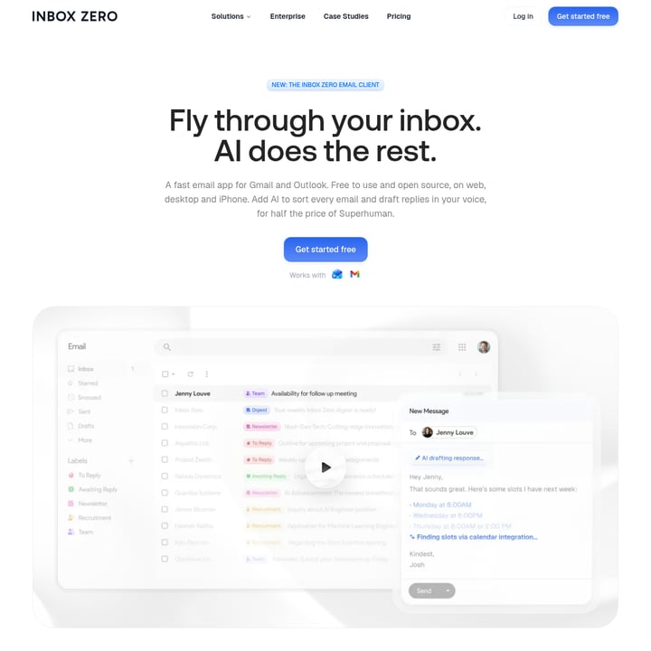 Inbox Zero Productivity AI tool screenshot