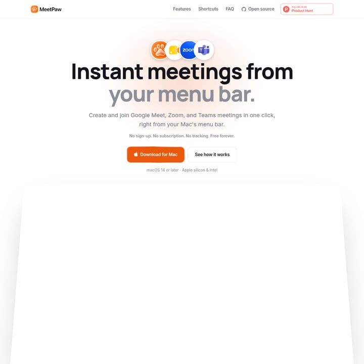 MeetPaw Meeting Assistant AI tool screenshot