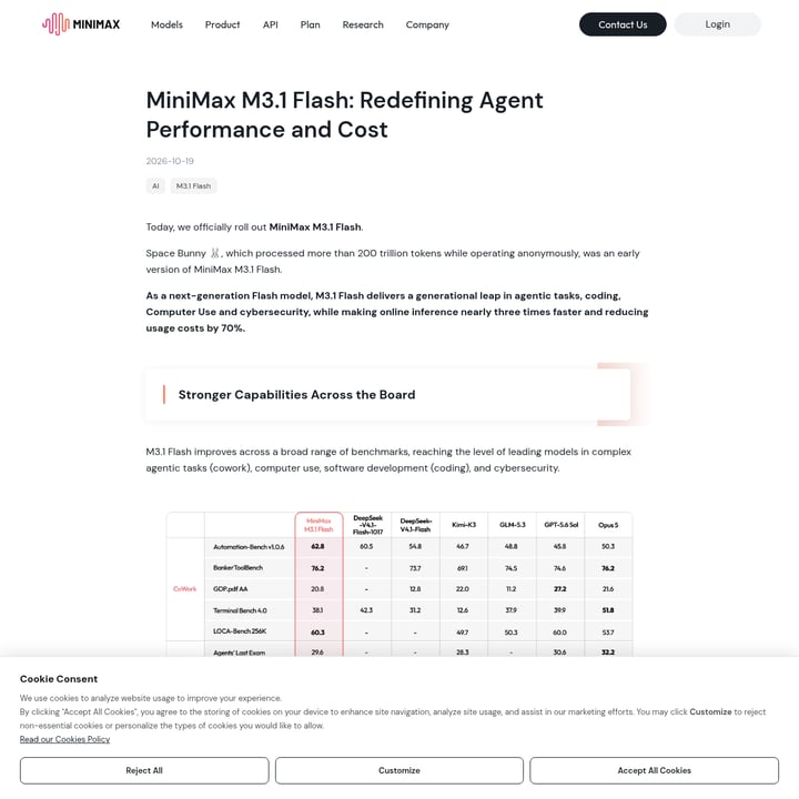MiniMax M3.1 Flash Code & IT AI tool screenshot