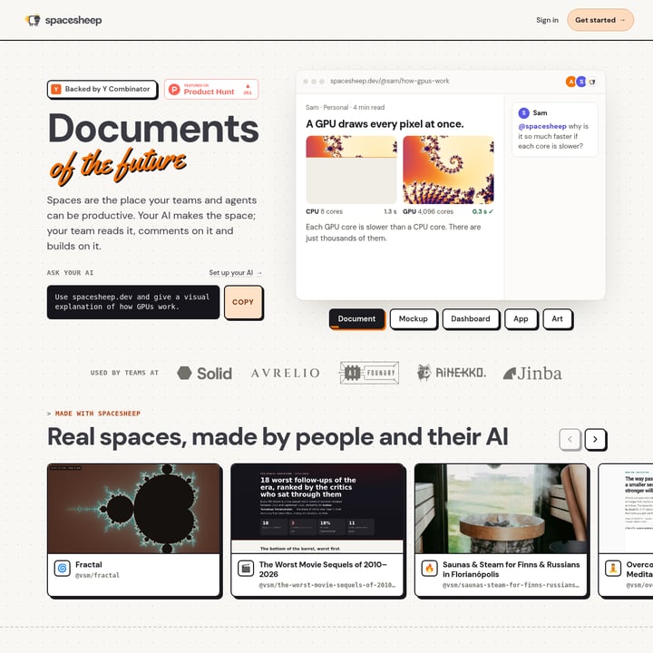 Spacesheep Productivity AI tool screenshot