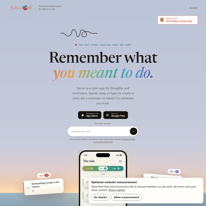 SavorApp_AI Productivity AI tool screenshot