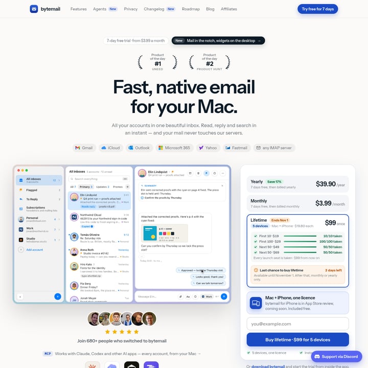 bytemail Productivity AI tool screenshot