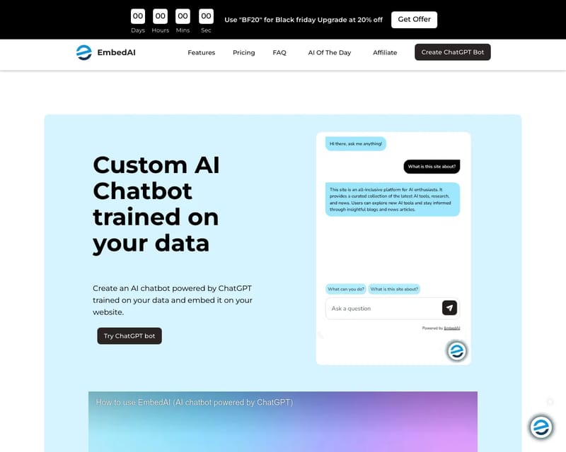 EmbedAI - AI Tool Screenshot and Interface Preview