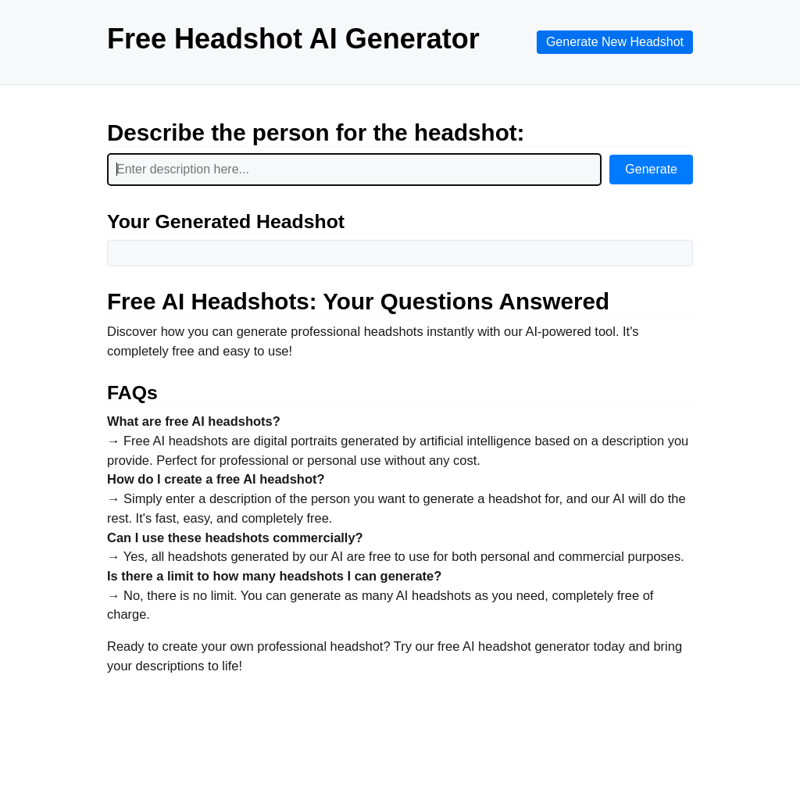 Headshot AI Generator