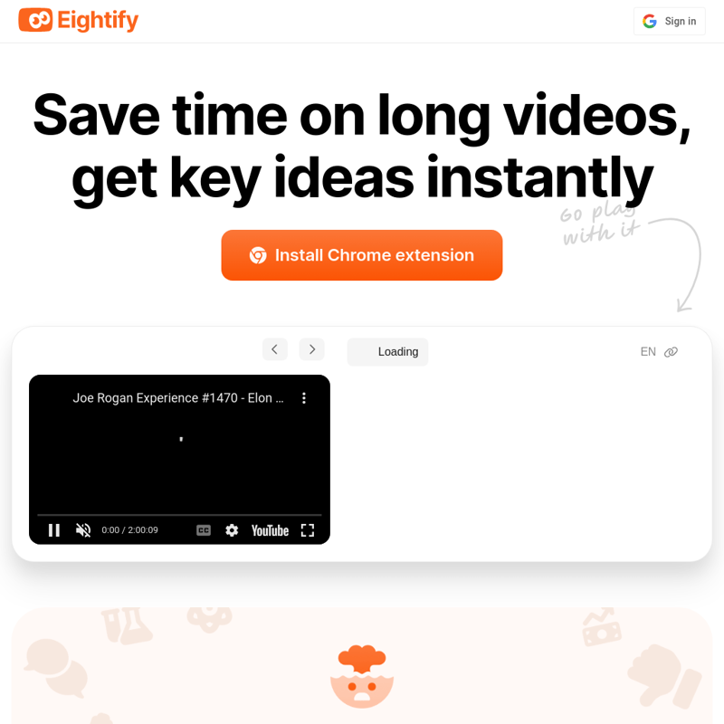 Eightify - AI Tool Screenshot and Interface Preview