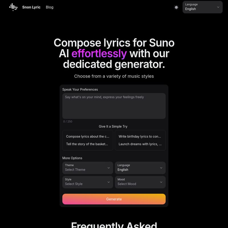 Snon Lyric  - Intelligent Lyric Creation Tool