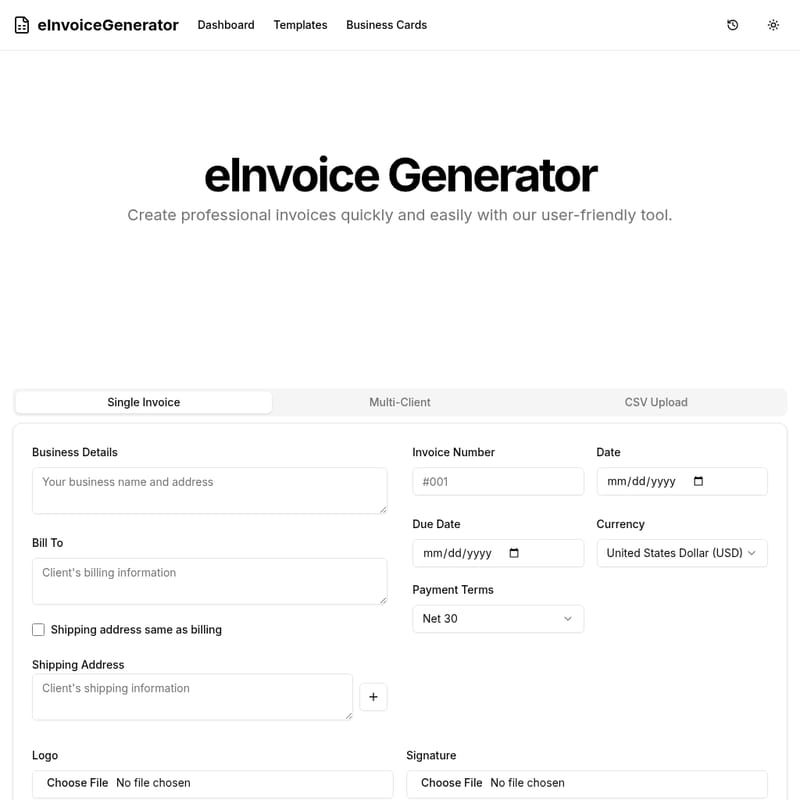 E Invoice Generator