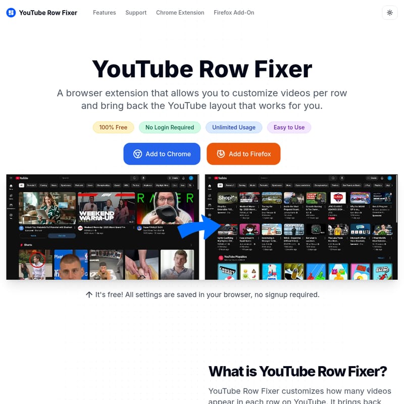YouTube Row Fixer