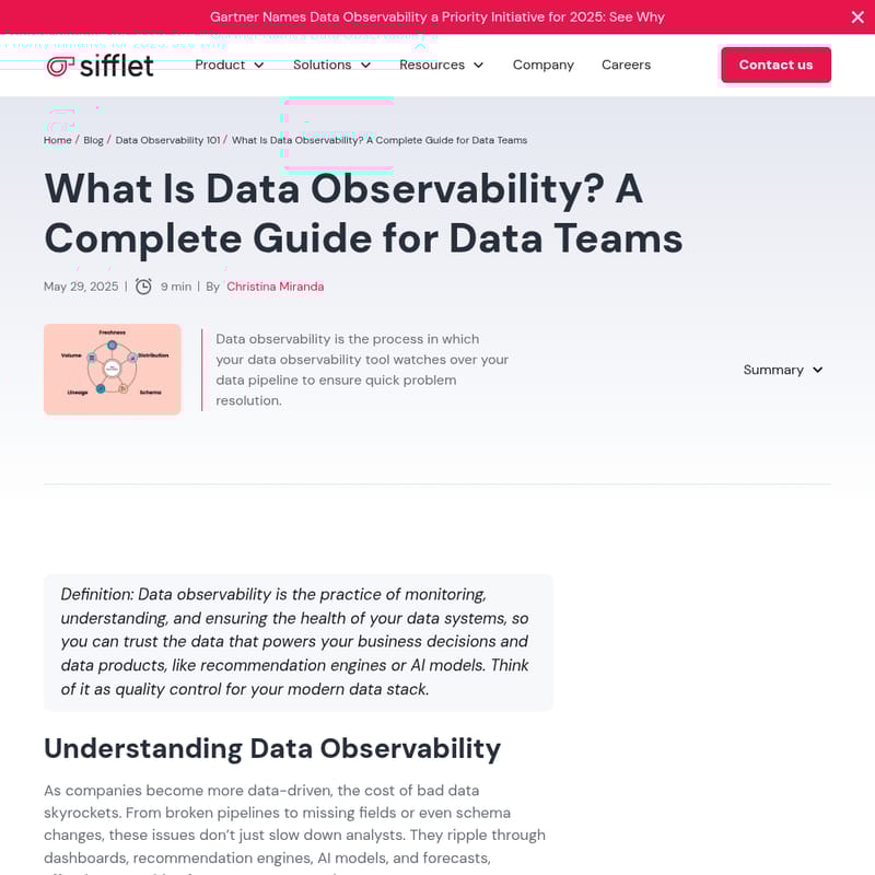 Sifflet Data Observability