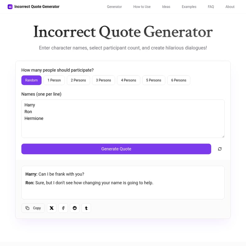 Incorrect Quote Generator